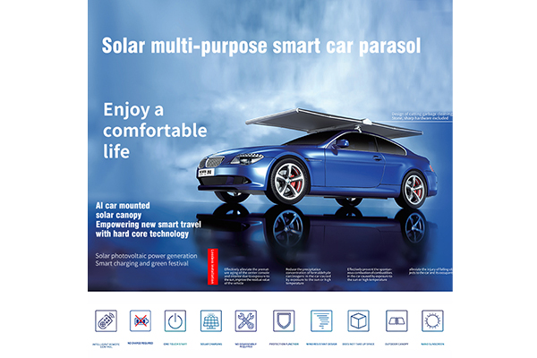 Solar Multi-Purpose Intelligent Car Sunshade Umbrella